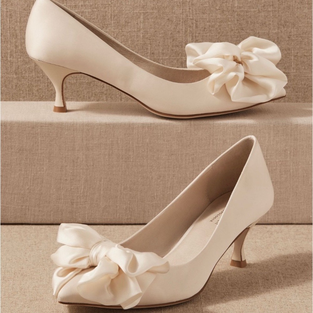 Jeffrey Campbell Polina heel for Anthropologie/BHLDN Ivory satin. Size 7